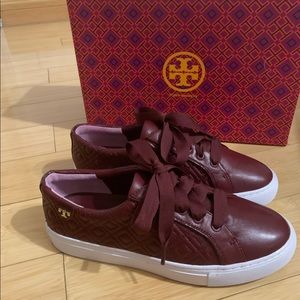 Tory Burch Marion Quilted Leather Lace-Up Sneaker